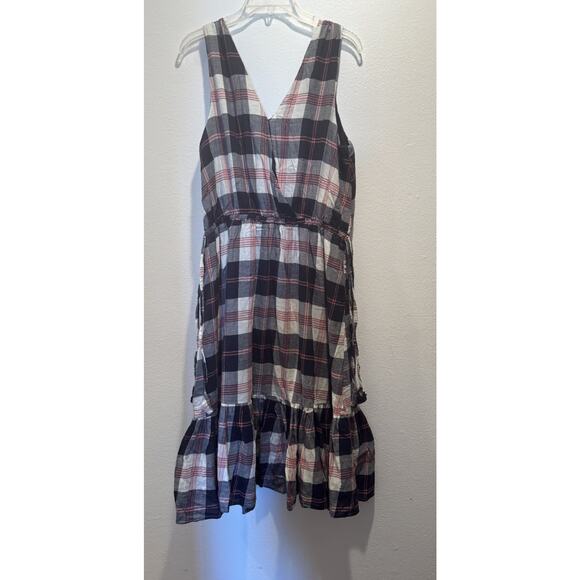 Isabella Sinclair Dickens Plaid Dress Women’s Size Large Anthropologie V Neck - Picture 3 of 7